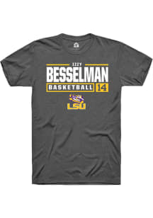 Izzy Besselman  LSU Tigers Dark Grey Rally NIL Stacked Box Short Sleeve T Shirt