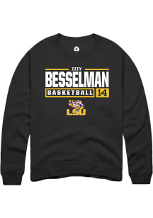 Izzy Besselman  Rally LSU Tigers Mens Black NIL Stacked Box Long Sleeve Crew Sweatshirt