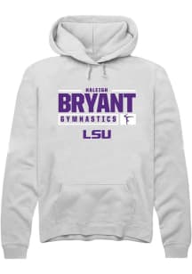 Haleigh Bryant  Rally LSU Tigers Mens White NIL Stacked Box Long Sleeve Hoodie