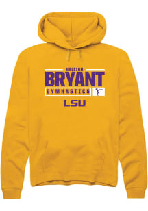 Haleigh Bryant  Rally LSU Tigers Mens Gold NIL Stacked Box Long Sleeve Hoodie