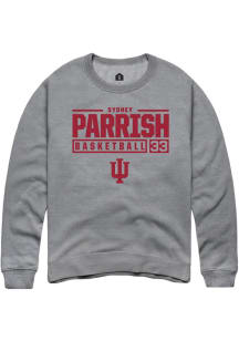 Sydney Parrish  Rally Indiana Hoosiers Mens Grey NIL Stacked Box Long Sleeve Crew Sweatshirt