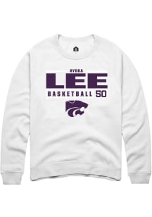 Ayoka Lee Rally Mens White K-State Wildcats NIL Stacked Box Crew Sweatshirt