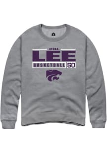 Ayoka Lee Rally Mens Graphite K-State Wildcats NIL Stacked Box Crew Sweatshirt