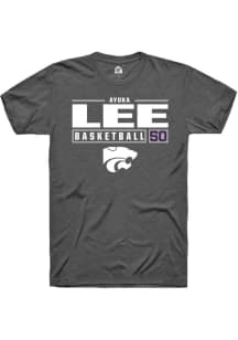 Ayoka Lee Dark Grey K-State Wildcats NIL Stacked Box Short Sleeve T Shirt