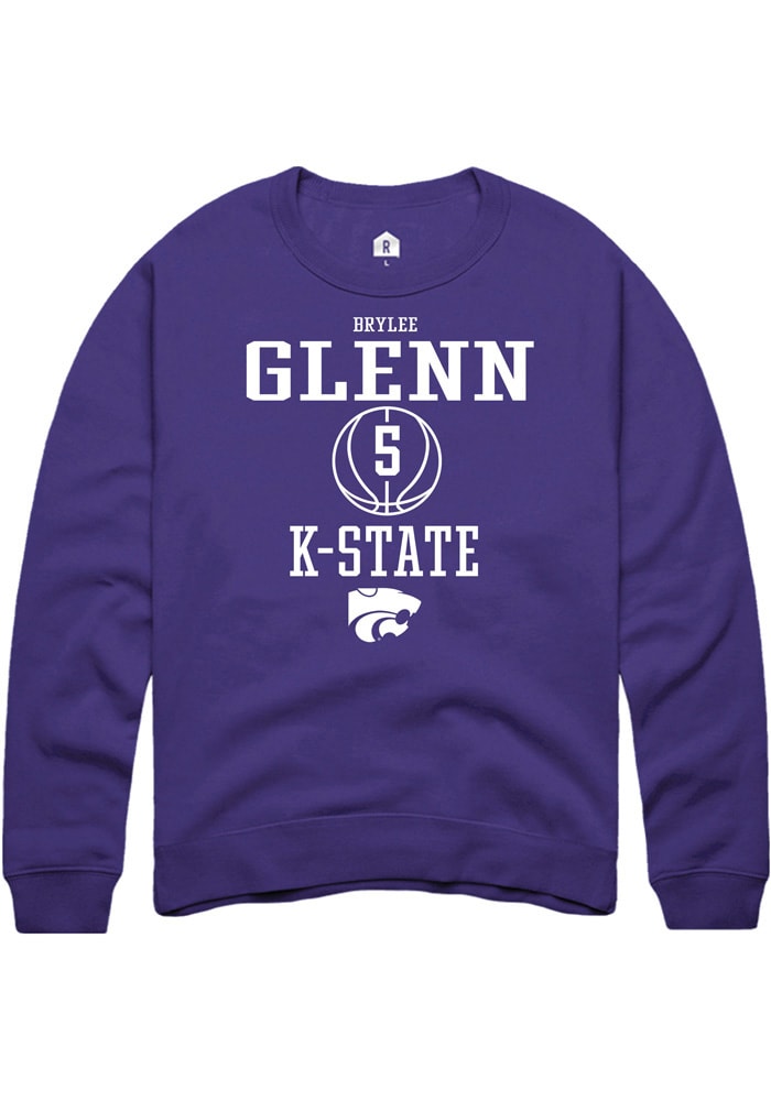 Brylee Glenn Rally K-State Wildcats Mens Purple NIL Sport Icon Long Sleeve Crew Sweatshirt