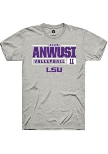 Anita Anwusi  LSU Tigers Ash Rally NIL Stacked Box Short Sleeve T Shirt