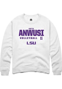 Anita Anwusi  Rally LSU Tigers Mens White NIL Stacked Box Long Sleeve Crew Sweatshirt