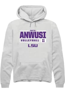 Anita Anwusi  Rally LSU Tigers Mens White NIL Stacked Box Long Sleeve Hoodie