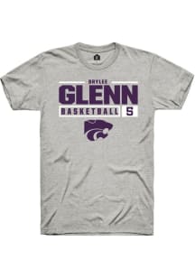 Brylee Glenn Ash K-State Wildcats NIL Stacked Box Short Sleeve T Shirt