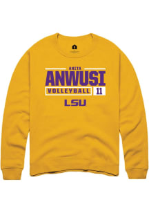 Anita Anwusi  Rally LSU Tigers Mens Gold NIL Stacked Box Long Sleeve Crew Sweatshirt