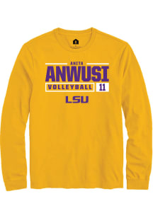 Anita Anwusi  LSU Tigers Gold Rally NIL Stacked Box Long Sleeve T Shirt