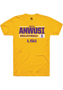 Anita Anwusi  LSU Tigers Gold Rally NIL Stacked Box Short Sleeve T Shirt