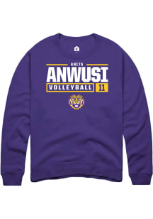 Anita Anwusi  Rally LSU Tigers Mens Purple NIL Stacked Box Long Sleeve Crew Sweatshirt