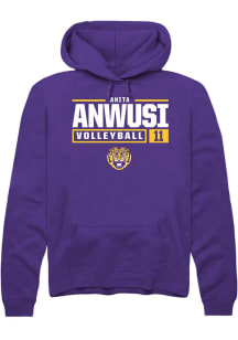 Anita Anwusi  Rally LSU Tigers Mens Purple NIL Stacked Box Long Sleeve Hoodie