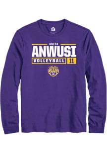 Anita Anwusi  LSU Tigers Purple Rally NIL Stacked Box Long Sleeve T Shirt