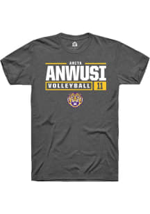 Anita Anwusi  LSU Tigers Dark Grey Rally NIL Stacked Box Short Sleeve T Shirt