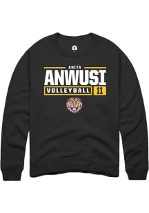 Anita Anwusi  Rally LSU Tigers Mens Black NIL Stacked Box Long Sleeve Crew Sweatshirt