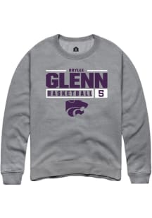 Brylee Glenn Rally Mens Graphite K-State Wildcats NIL Stacked Box Crew Sweatshirt