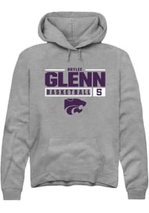 Brylee Glenn Rally Mens Graphite K-State Wildcats NIL Stacked Box Hooded Sweatshirt