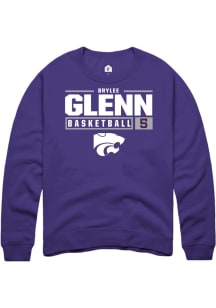 Brylee Glenn Rally Mens Purple K-State Wildcats NIL Stacked Box Crew Sweatshirt