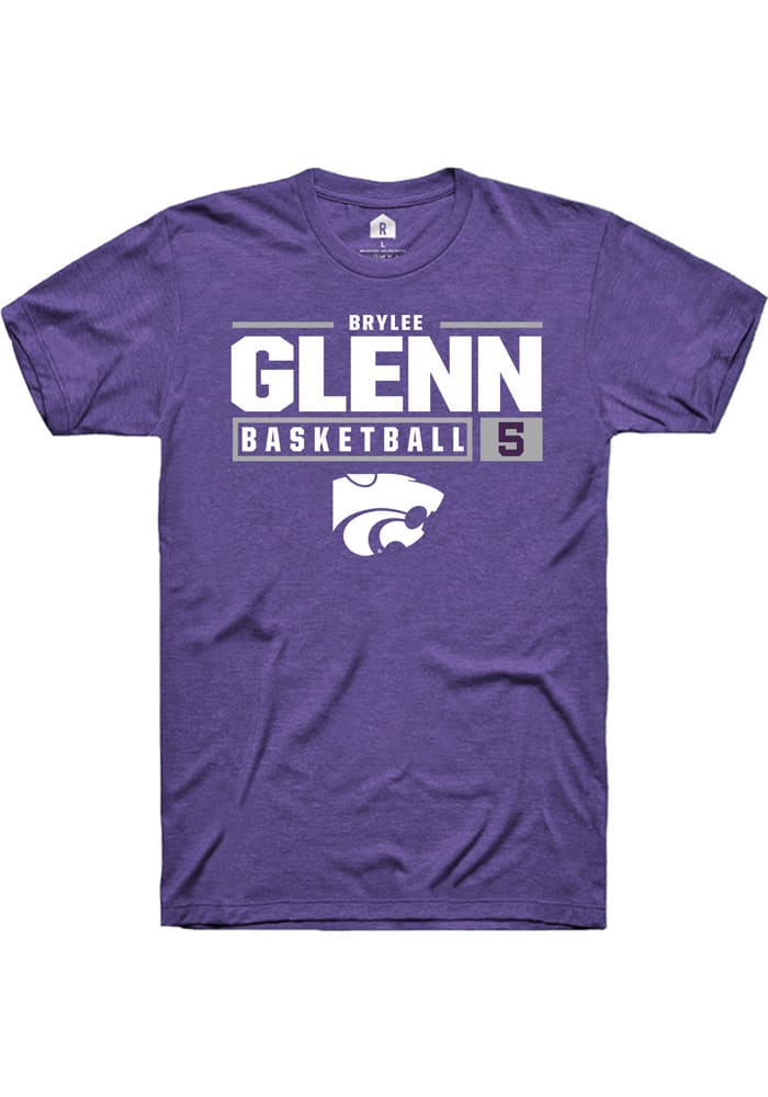 Brylee Glenn K-State Wildcats Purple Rally NIL Stacked Box Short Sleeve T Shirt
