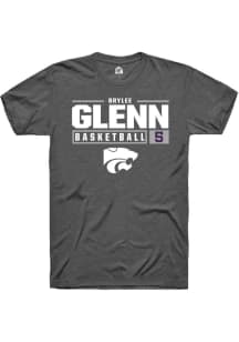 Brylee Glenn Dark Grey K-State Wildcats NIL Stacked Box Short Sleeve T Shirt