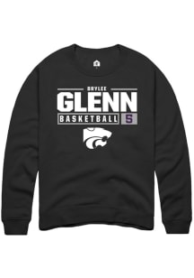 Brylee Glenn Rally Mens Black K-State Wildcats NIL Stacked Box Crew Sweatshirt