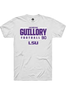 Jacobian Guillory  LSU Tigers White Rally NIL Stacked Box Short Sleeve T Shirt