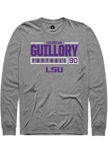 Jacobian Guillory  LSU Tigers Grey Rally NIL Stacked Box Long Sleeve T Shirt