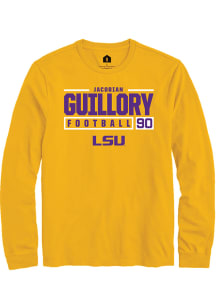 Jacobian Guillory  LSU Tigers Gold Rally NIL Stacked Box Long Sleeve T Shirt