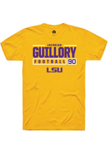 Jacobian Guillory  LSU Tigers Gold Rally NIL Stacked Box Short Sleeve T Shirt