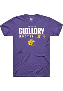 Jacobian Guillory  LSU Tigers Purple Rally NIL Stacked Box Short Sleeve T Shirt