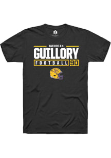 Jacobian Guillory  LSU Tigers Black Rally NIL Stacked Box Short Sleeve T Shirt
