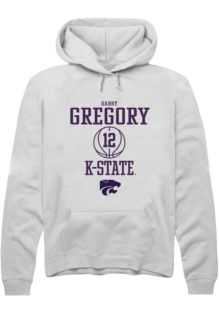 Gabriella Gregory Rally K-State Wildcats Mens White NIL Sport Icon Long Sleeve Hoodie