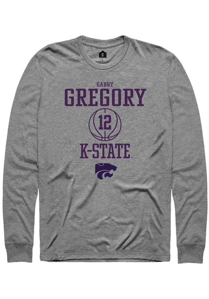 Gabriella Gregory K-State Wildcats Grey Rally NIL Sport Icon Long Sleeve T Shirt