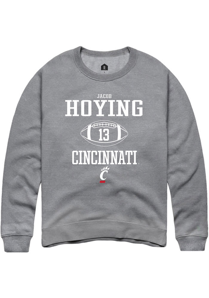 Jacob Hoying Rally Cincinnati Bearcats Mens Grey NIL Sport Icon Long Sleeve Crew Sweatshirt