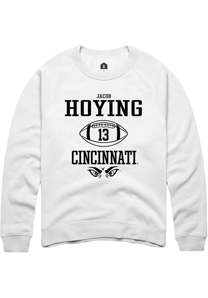 Jacob Hoying Rally Cincinnati Bearcats Mens White NIL Sport Icon Long Sleeve Crew Sweatshirt