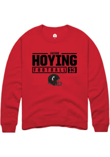 Jacob Hoying  Rally Cincinnati Bearcats Mens Red NIL Stacked Box Long Sleeve Crew Sweatshirt