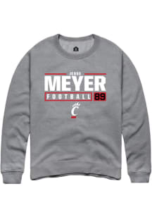 Jesse Meyer Rally Mens Graphite Cincinnati Bearcats NIL Stacked Box Crew Sweatshirt