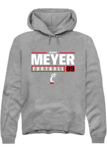 Jesse Meyer Rally Mens Graphite Cincinnati Bearcats NIL Stacked Box Hooded Sweatshirt