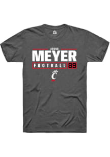 Jesse Meyer Dark Grey Cincinnati Bearcats NIL Stacked Box Short Sleeve T Shirt