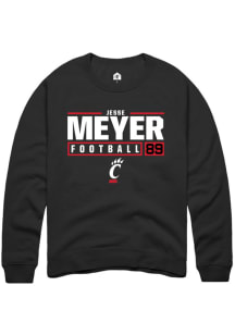 Jesse Meyer Rally Mens Black Cincinnati Bearcats NIL Stacked Box Crew Sweatshirt