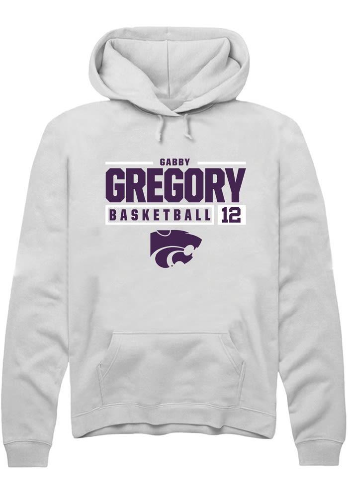 Gabriella Gregory Rally K-State Wildcats Mens White NIL Stacked Box Long Sleeve Hoodie