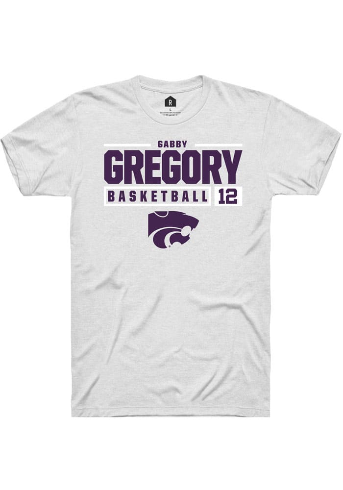 Gabriella Gregory K-State Wildcats White Rally NIL Stacked Box Short Sleeve T Shirt