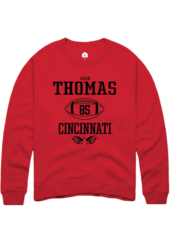 Jiair Thomas Rally Cincinnati Bearcats Mens Red NIL Sport Icon Long Sleeve Crew Sweatshirt