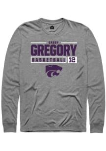 Gabriella Gregory  K-State Wildcats Graphite Rally NIL Stacked Box Long Sleeve T Shirt