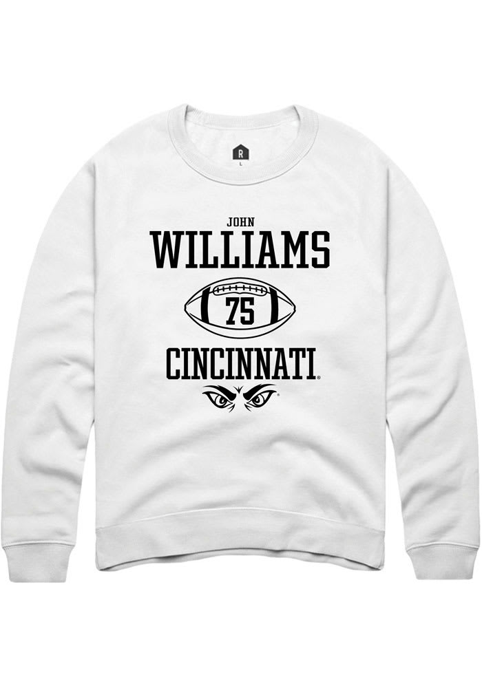 John Williams Rally Cincinnati Bearcats Mens White NIL Sport Icon Long Sleeve Crew Sweatshirt