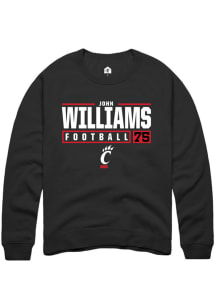 John Williams  Rally Cincinnati Bearcats Mens Black NIL Stacked Box Long Sleeve Crew Sweatshirt