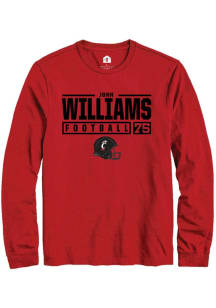 John Williams  Cincinnati Bearcats Red Rally NIL Stacked Box Long Sleeve T Shirt