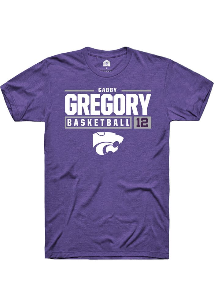 Gabriella Gregory K-State Wildcats Purple Rally NIL Stacked Box Short Sleeve T Shirt